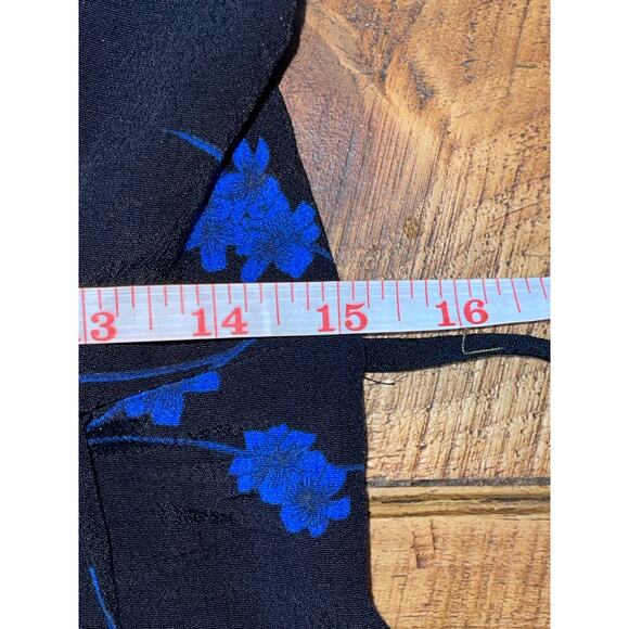 Womens Urban Outfitters Black Blue Floral Spaghetti Strap Wrap Tie Dress XS‎ - Picture 6 of 6